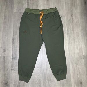 Figs Green Zamora Joggers w/ Orange Drawstring – Size XXL